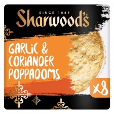 Sharwoods Ready To Eat Garlic and Coriander Poppadoms x8