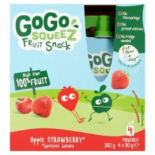 GoGo SqueeZ Fruit Snack Apple Strawberry 4X90g
